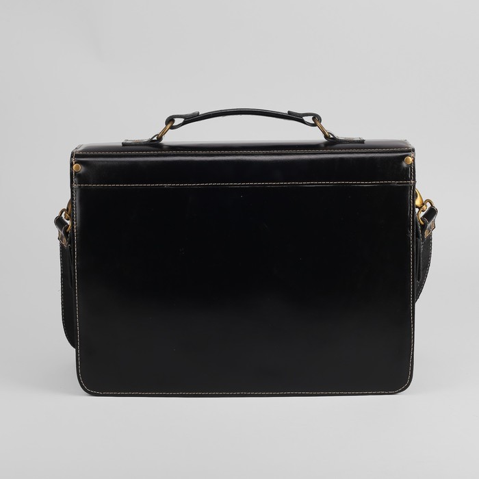 Портфель мужской, 1 отдел, 3 наружных кармана, длинный ремень, цвет коричневый