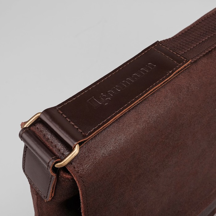 Сумка мужская, 1 отдел, наружный карман, длинный ремень, цвет чёрный