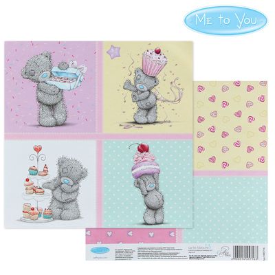 Бумага для скрапбукинга  "Сладкий подарок", 15.5 x 15.5 см, 180 г/м²