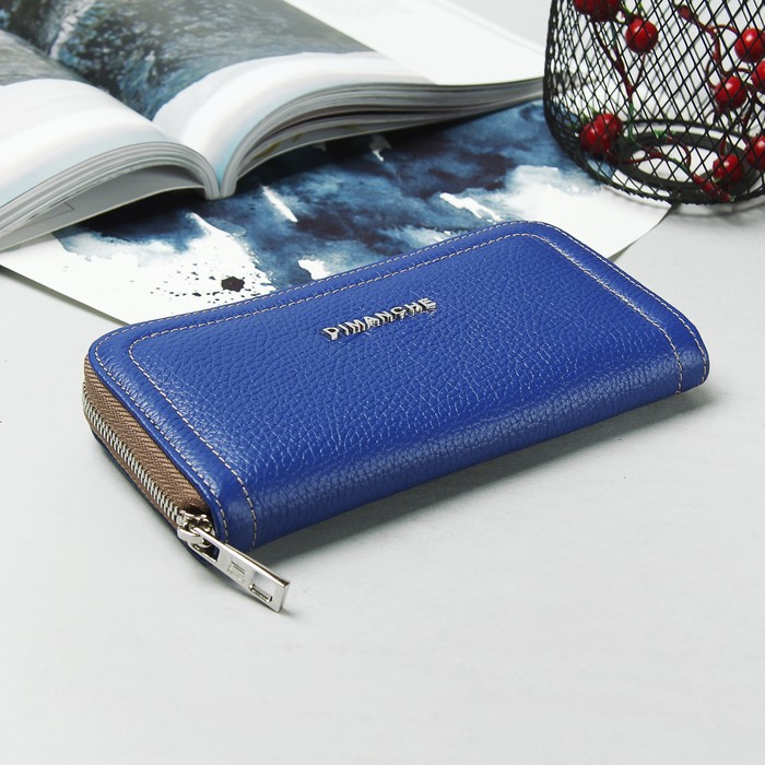 Кошелёк женский на молнии, 4 отдела, отдел для монет, цвет синий