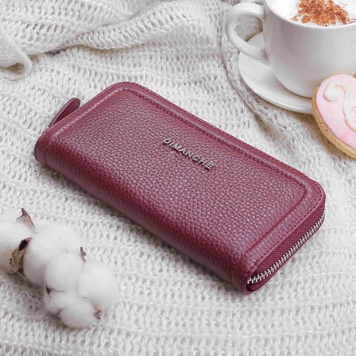 Кошелёк женский на молнии, 4 отдела, отдел для монет, цвет бордовый