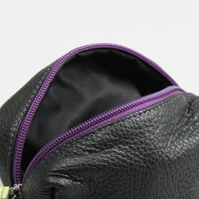 Косметичка дорожная на молнии, 1 отдел, цвет чёрный/фиолетовый