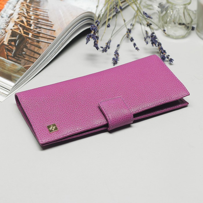 Кошелёк женский на кнопке, 2 отдела, отдел для карт, цвет фиолетовый