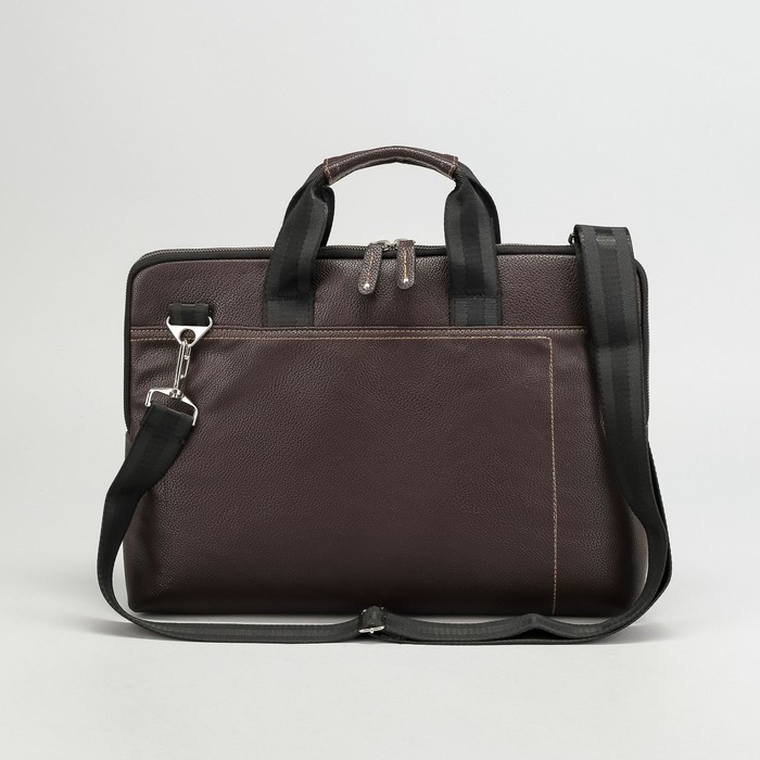 Сумка мужская на молнии, 1 отдел, длинный ремень, цвет коричневый