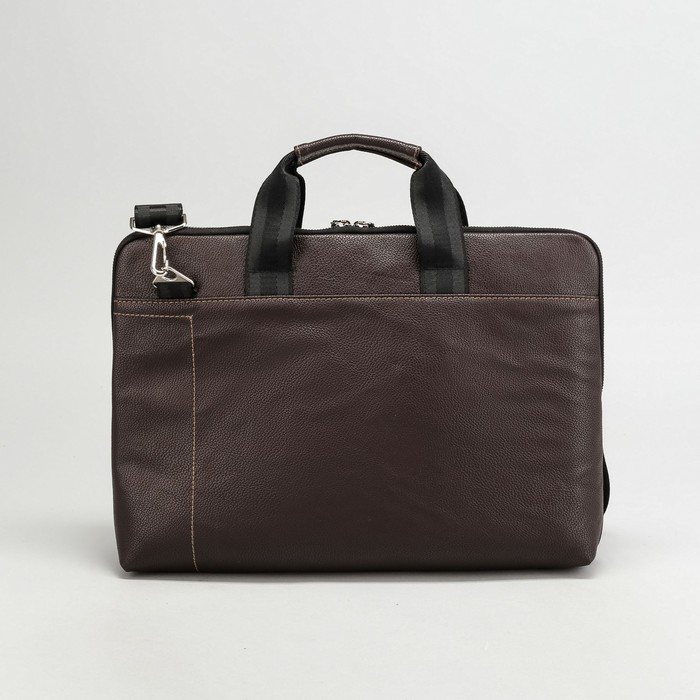 Сумка мужская на молнии, 1 отдел, длинный ремень, цвет коричневый