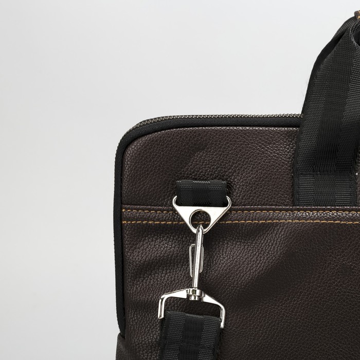 Сумка мужская на молнии, 1 отдел, длинный ремень, цвет коричневый