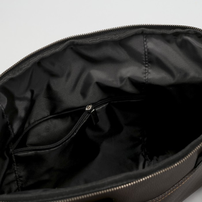 Сумка мужская на молнии, 1 отдел, длинный ремень, цвет коричневый