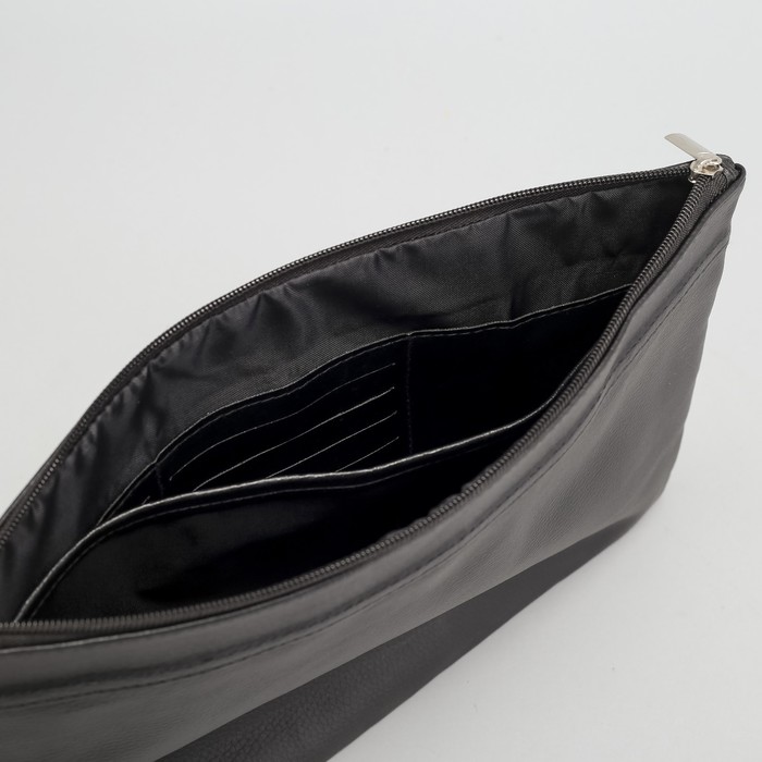 Папка деловая на молнии, 1 отдел, наружный карман, цвет чёрный