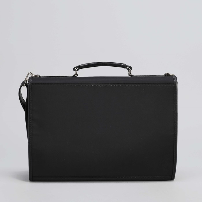 Сумка-портфель мужская на замке "Мобиле", 3 отдела, длинный ремень, цвет чёрный