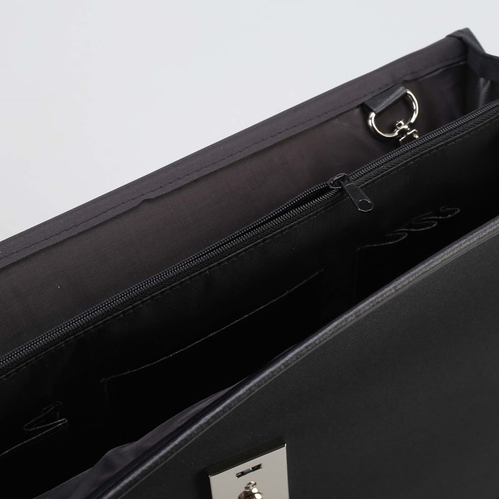 Сумка-портфель мужская на замке "Мобиле", 3 отдела, длинный ремень, цвет чёрный