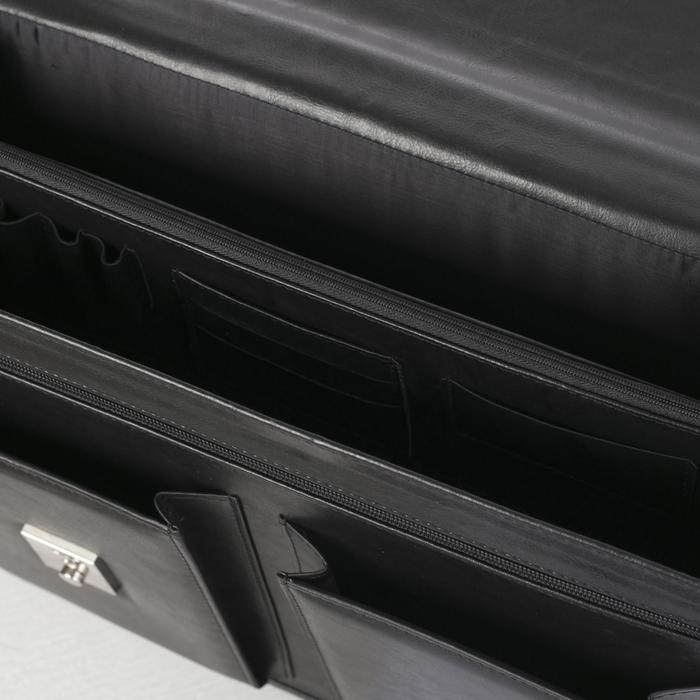 Сумка-портфель мужская на замке "Бизнес-2М", 3 отдела, 2 наружных кармана, длинный ремень, цвет чёрный