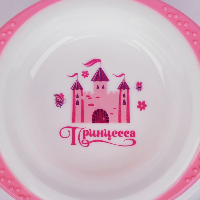 Набор детской посуды «Принцесса», 3 предмета: тарелка на присоске 200 мл, ложка, вилка, от 5 мес.