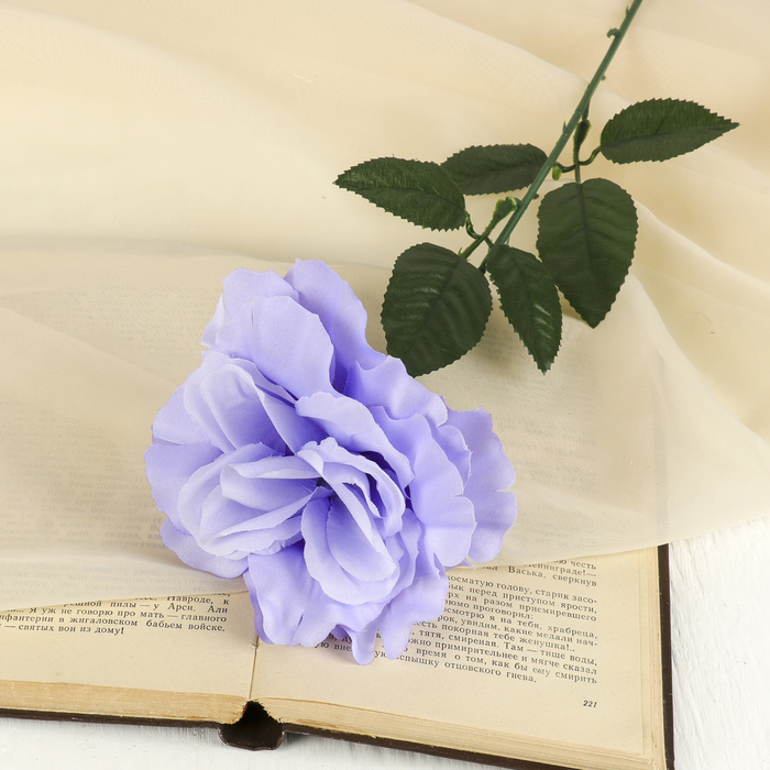 Цветок искусственный "Роза" волнистый край, сиреневая