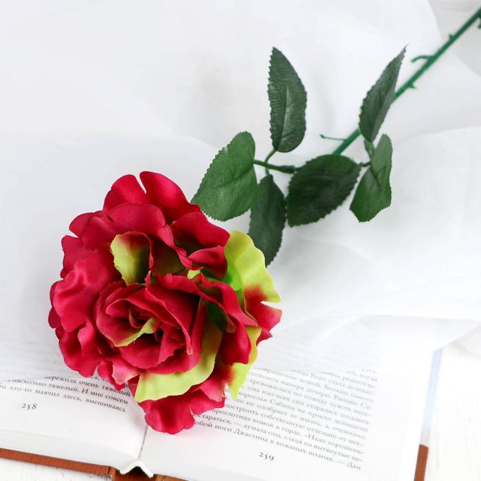 Цветок искусственный "Роза" волнистый край, жёлто-малиновая