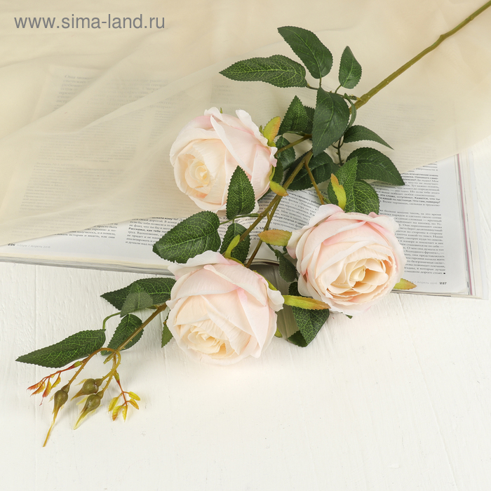 Цветы искусственные Роза три бутона, 8х80 см, светло-розовый искусственные цветы флокс светло розовый 75 см