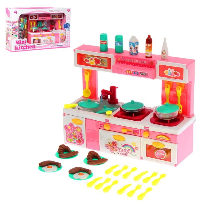 Игровой набор для куклы "Кухня" с аксессуарами, световые и звуковые эффекты