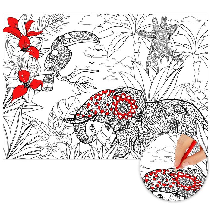 Раскраска-плакат для вдохновения "Таинственный мир животных", А2