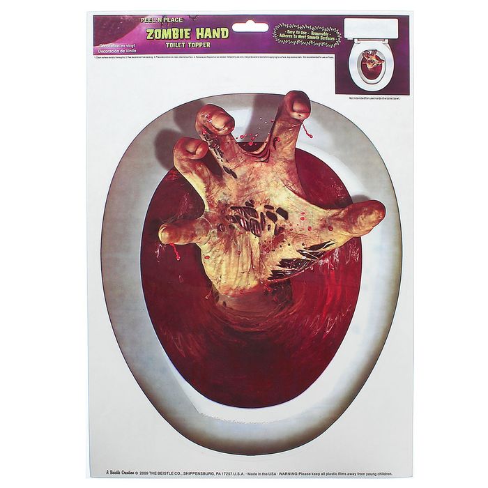 Прикол наклейка на крышку унитаза "Рука"