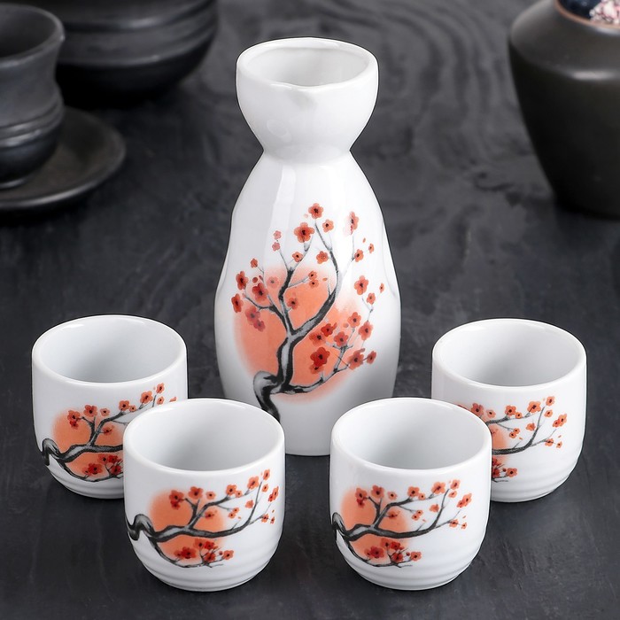 Набор для сакэ "Дерево сакуры", 5 предметов: кувшин 180 мл, чашки 50 мл
