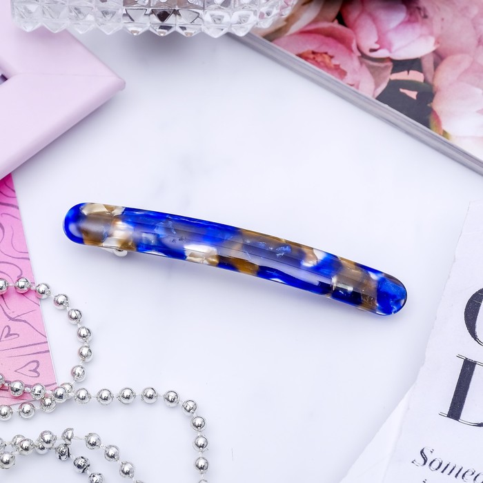 Заколка-автомат "Мурано", тонкая, синяя