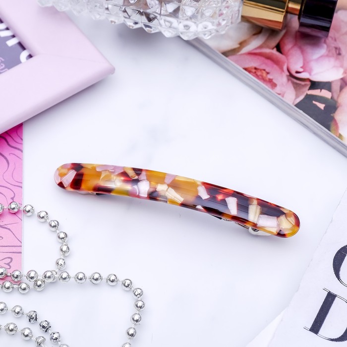 Заколка-автомат "Мурано", тонкая, молочная