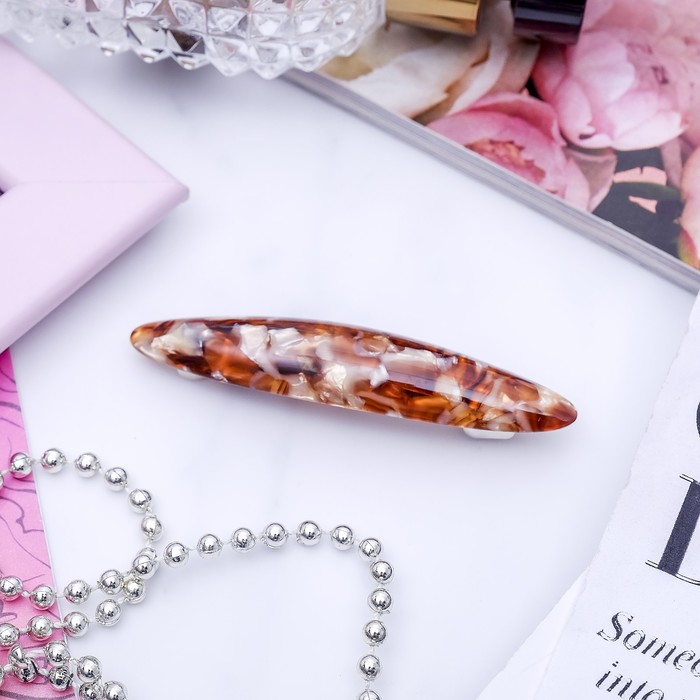 Заколка-автомат "Мурано", тонкая, коричневая