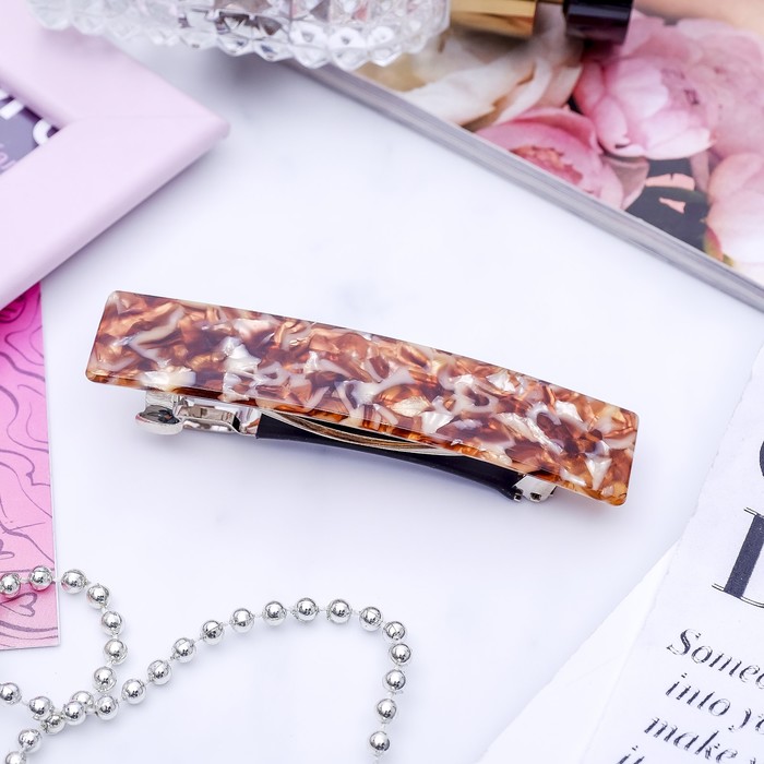 Заколка-автомат "Мурано", прямая, коричневая