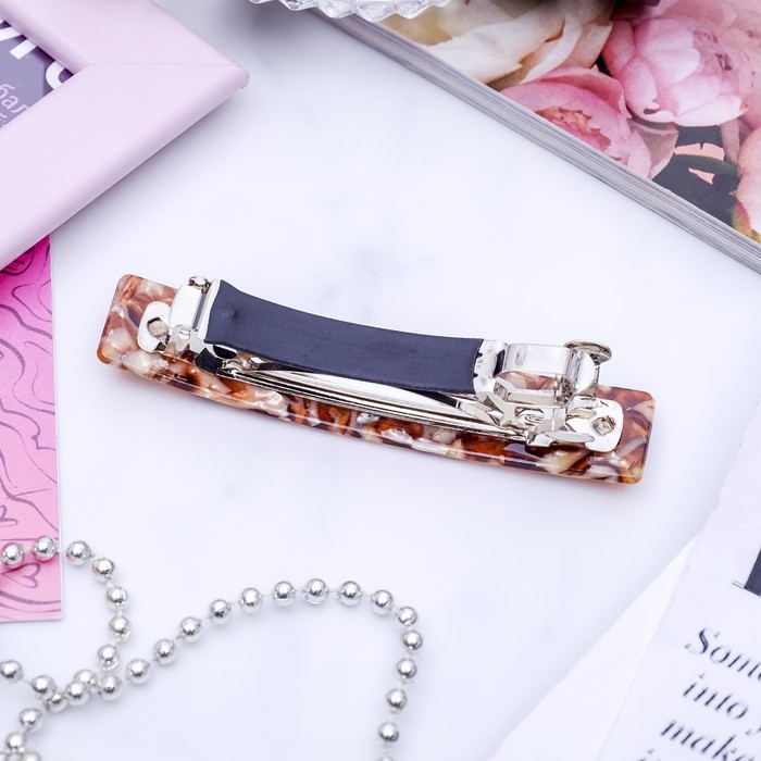 Заколка-автомат "Мурано", прямая, коричневая