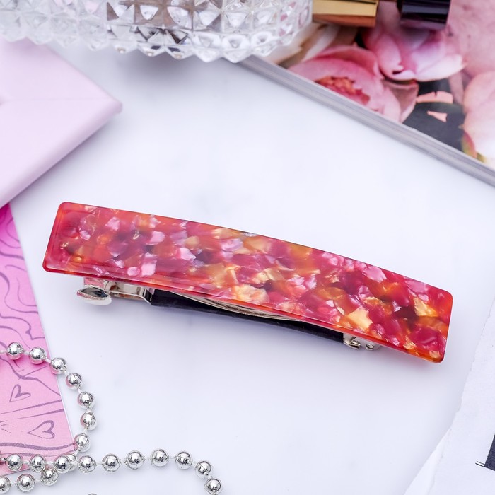 Заколка-автомат "Мурано", прямая, красная