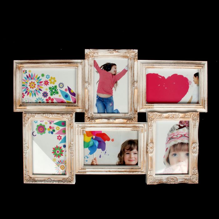 Фоторамка на 6 фото 10х15 см "Шарм" золото с белым