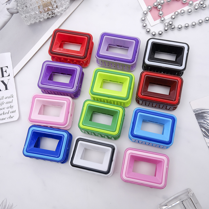 Краб для волос "Двойной" цветной квадрат, микс