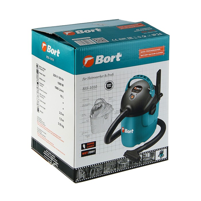 Пылесос электрический Bort BSS-1010, 1000 Вт, 10 л