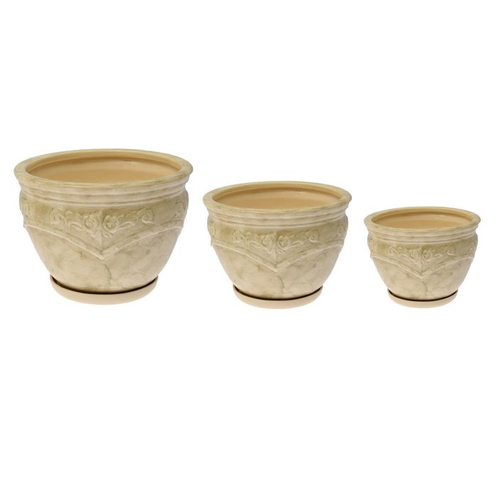 Набор горшков "Прага" белый: 10л, 3,2л, 1л