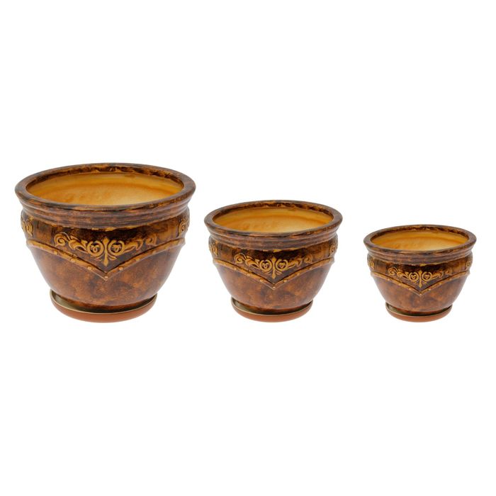 Набор горшков "Прага" коричневый: 10л, 3,2л, 1л