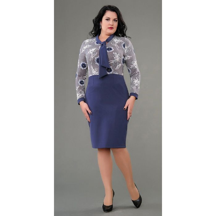 Платье женское, размер 46, цвет синий+серый 495-1