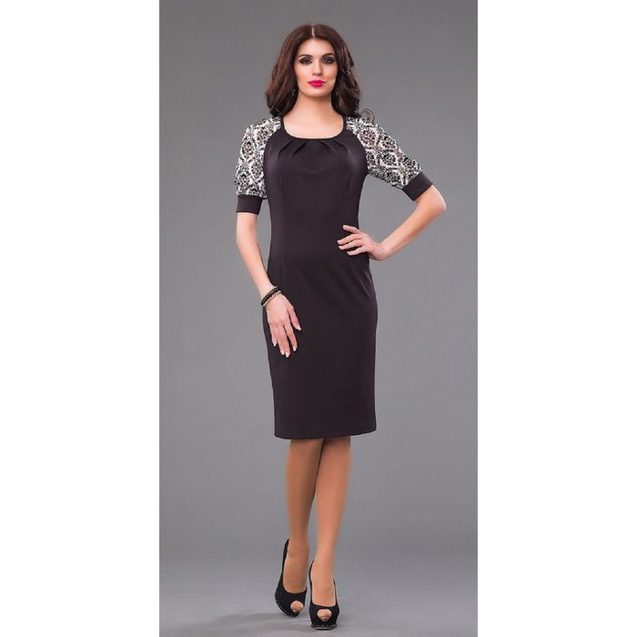 Платье женское, размер 48, цвет чёрный+белый 081-1