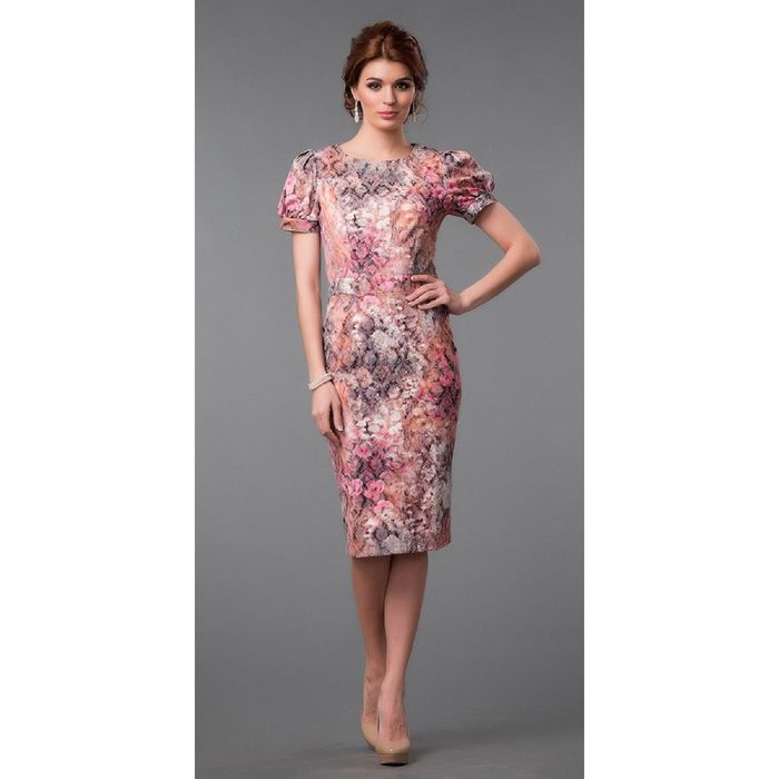 Платье женское, размер 44, цвет розовый+принт 427