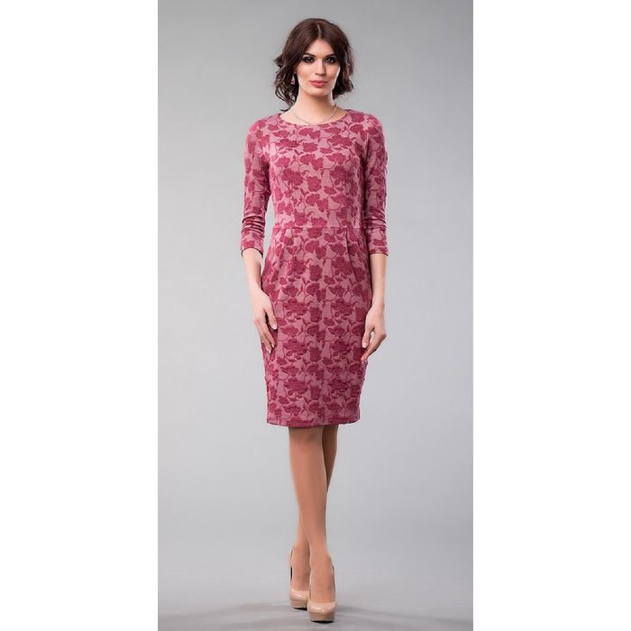 Платье женское, размер 50, цвет розовый+светло-бордовый 436