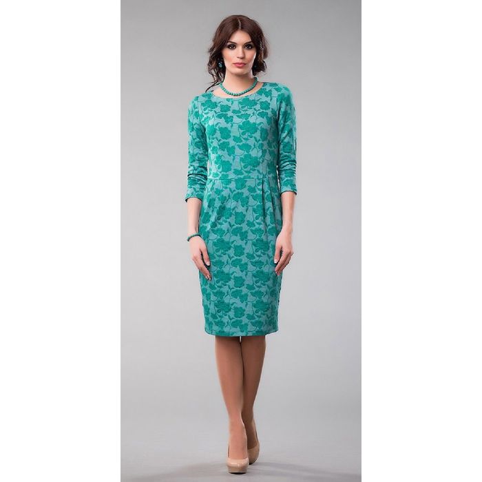 Платье женское, размер 52, цвет бирюзовый+зелёный 436-1