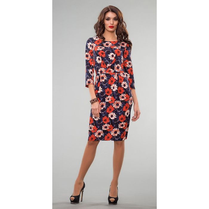 Платье женское, размер 52, цвет синий+красный 440