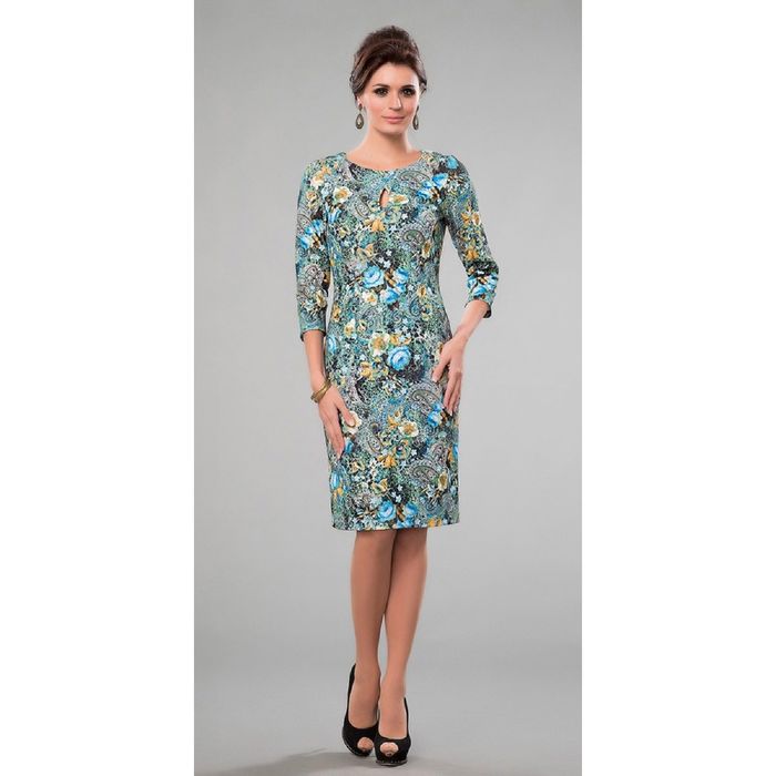 Платье женское, размер 54, цвет зелёный+голубой 448-1