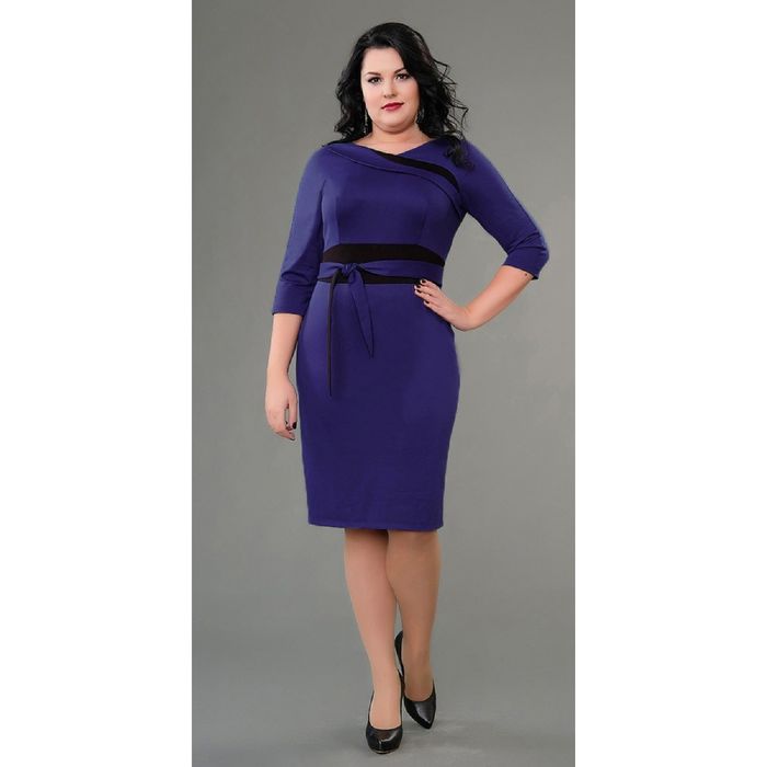 Платье женское, размер 50, цвет синий+чёрный 478-1