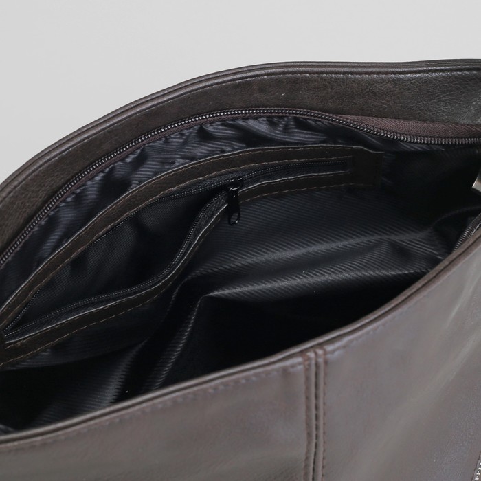 Сумка женская на молнии, 1 отдел, наружный карман, длинный ремень, цвет коричневый