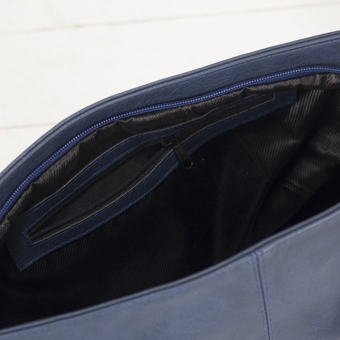 Сумка женская на молнии, 1 отдел, наружный карман, длинный ремень, цвет синий