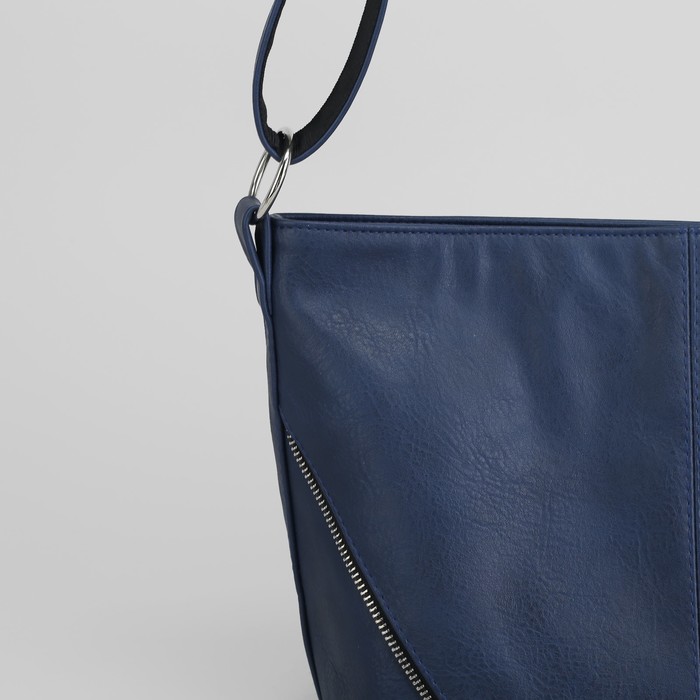 Сумка женская на молнии, 1 отдел, наружный карман, длинный ремень, цвет синий