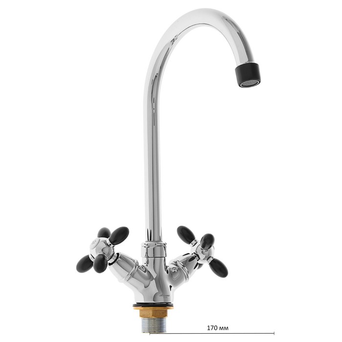 

Cмеситель для кухни Accoona A4582F, двухрычажный, поворотный излив, черный/хром