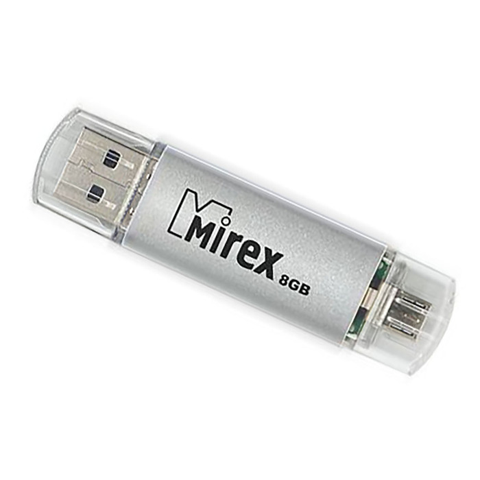 купить USB-флешка OTG 8 Gb Mirex SMART silver, с двойным коннектором