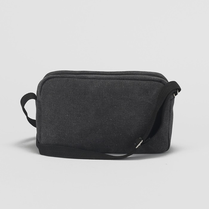 Сумка мужская на молнии, 1 отдел, наружный карман, длинный ремень, цвет чёрный