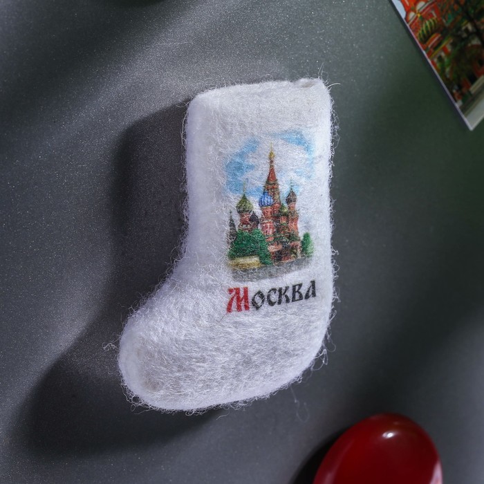 Магнит-валенок из войлока «Москва. Храм Василия Блаженного», ручная работа