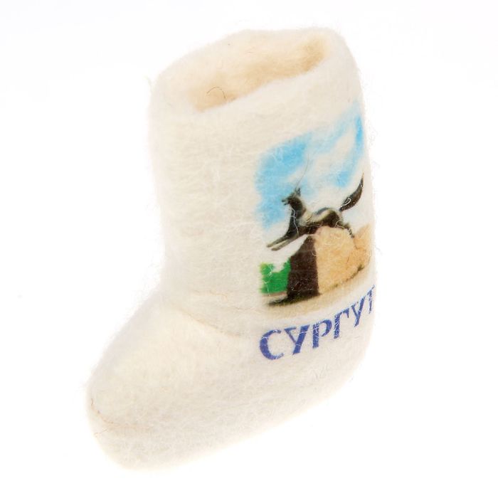 Магнит-валенок из войлока «Сургут. Черный лис», ручная работа